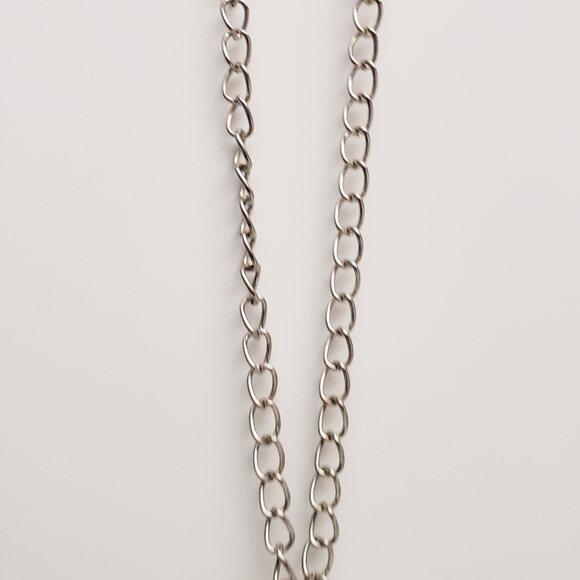 Two Silver Hearts With Mixed Charms Toggle/Bar Statement Necklace - Picture 5 of 6